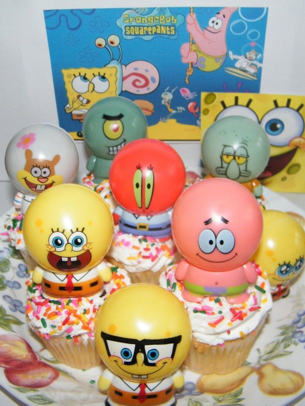 Spongebob and Friends Figure Cake Topper Cupcake Party Decoration Set of 8